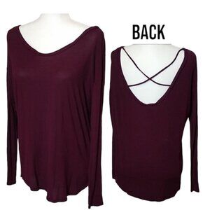 PINK by Victoria's Secret SZ XS Burgandy Super Soft Criss Cross Back Oversized